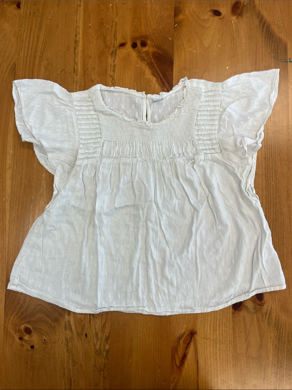 Old Navy White Girls' Smocked Flutter Sleeve Blouse